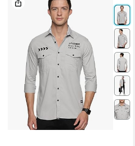 U.S. ELK Men's Solid Slim Fit Shirt